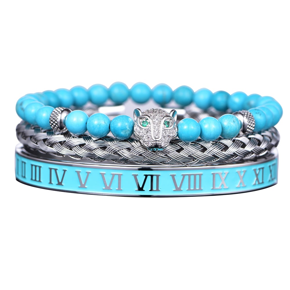 Copper-Plated Gold Leopard Head Bracelet with Turquoise & Diamond —Wild Elegance Meets Tibetan-Inspired Craftsmanship