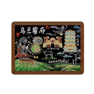 Hand-Painted Wooden Chalkboard-Style 3D Fridge Magnet – Ulanqab (Inner Mongolia) City Creative Souvenir