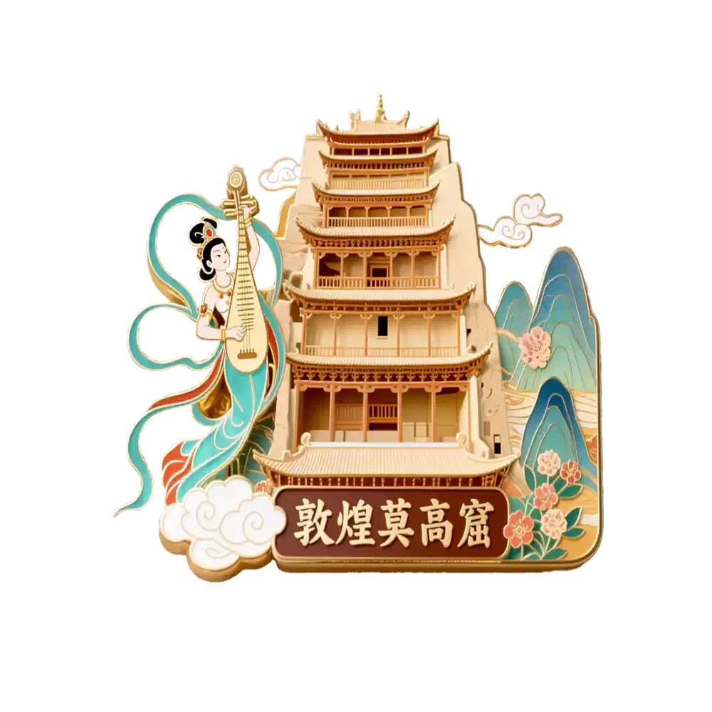 Dunhuang Fridge Magnet Set – Metal Magnetic Keepsakes Featuring Mogao Caves’ Flying Apsaras