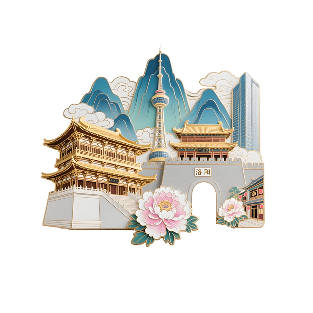 Luoyang Metal Relief Fridge Magnet – Iconic Landmarks & Cultural Motifs, Perfect Travel Souvenir!