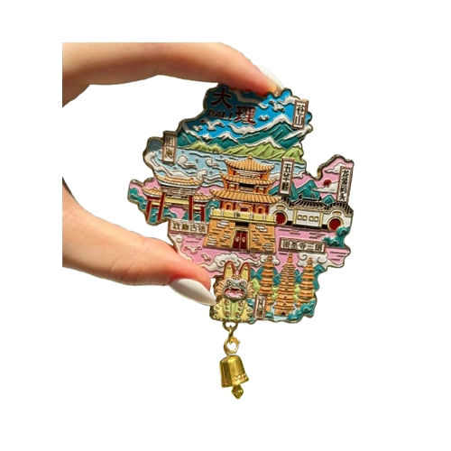 Dali Seven Wonders Metal Fridge Magnet โ A Collectible Souvenir Featuring Yunnanโs Cangshan Mountains & Erhai Lake Landscapes