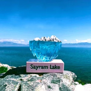 Product Description: Xinjiang Sayram Lake Cultural & Creative Fridge Magnet – A Slice of Alpine Serenity