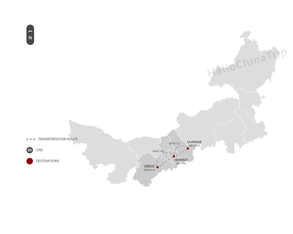6 Days Huitengxile Grassland and Kubuqi Desert Tour with Hiking and Camping