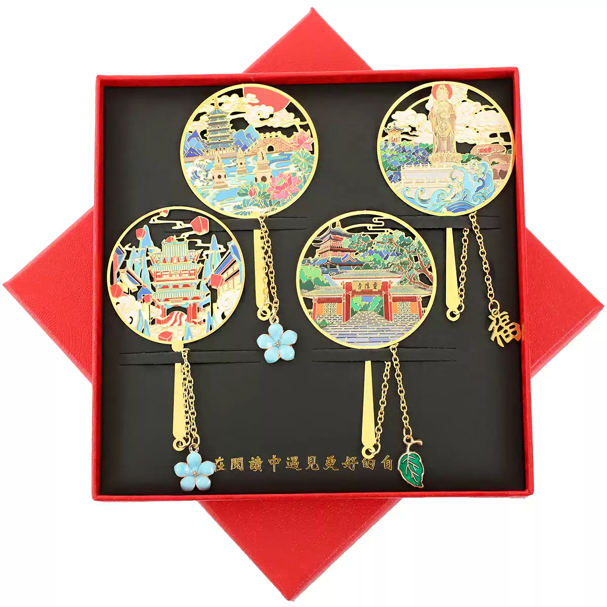 Hangzhou Landmarks Bookmark Set – Featuring West Lake, Lingyin Temple, Putuo Mountain & Song Dynasty Town.