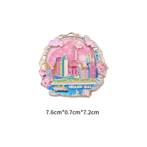 Shanghai Iconic Landmarks Metal Magnet Set – Oriental Pearl Tower & The Bund Creative Fridge Magnet, Souvenir Gift for City Travelers
