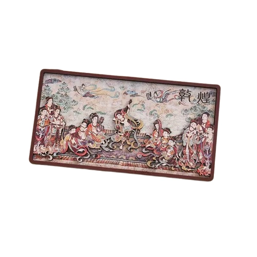 Dunhuang Mural Fridge Magnet – Gansu-inspired keepsake featuring Mogao Cave Buddhist art. Perfect travel decor blending ancient heritage with modern charm.