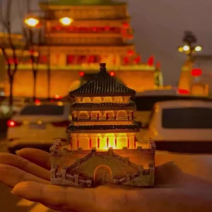 Glow-in-the-Dark Resin Fridge Magnet: Xi’an Bell Tower Edition – Illuminate Your Travel Memories with Ancient Charm