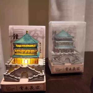 Glow-in-the-Dark Resin Fridge Magnet: Xi’an Bell Tower Edition – Illuminate Your Travel Memories with Ancient Charm